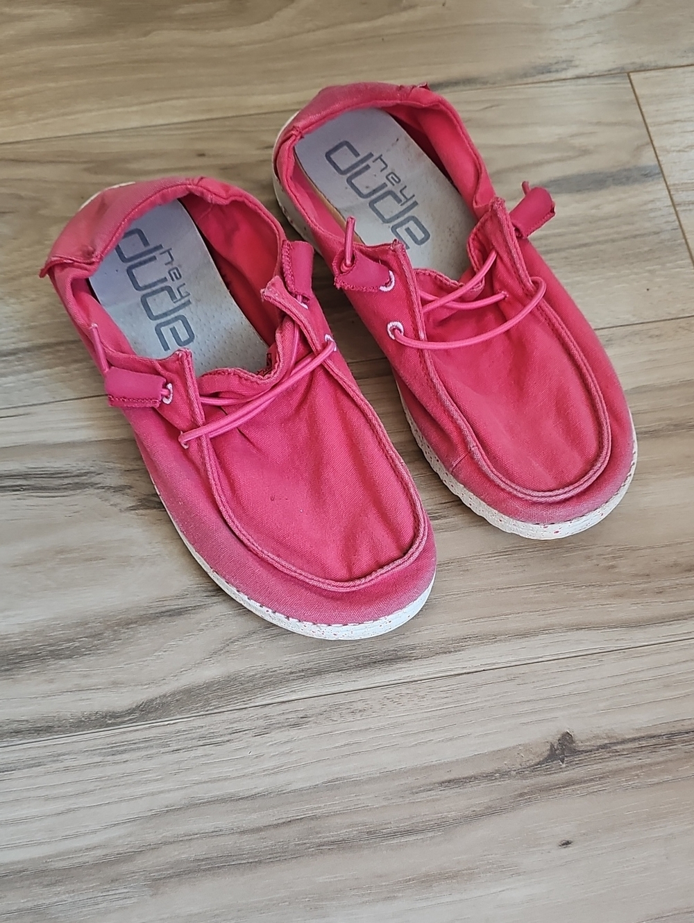 Hey Dude Women's Red Lightweight Canvas Slip-On Shoes